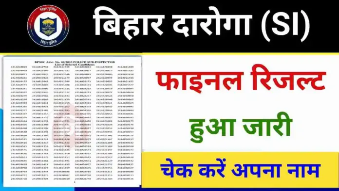 Bihar Police SI Final Result 2024 Out