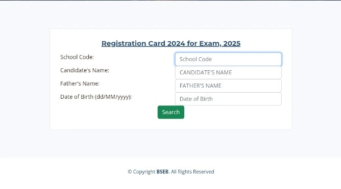 Bihar board 10th registration card download link 2025