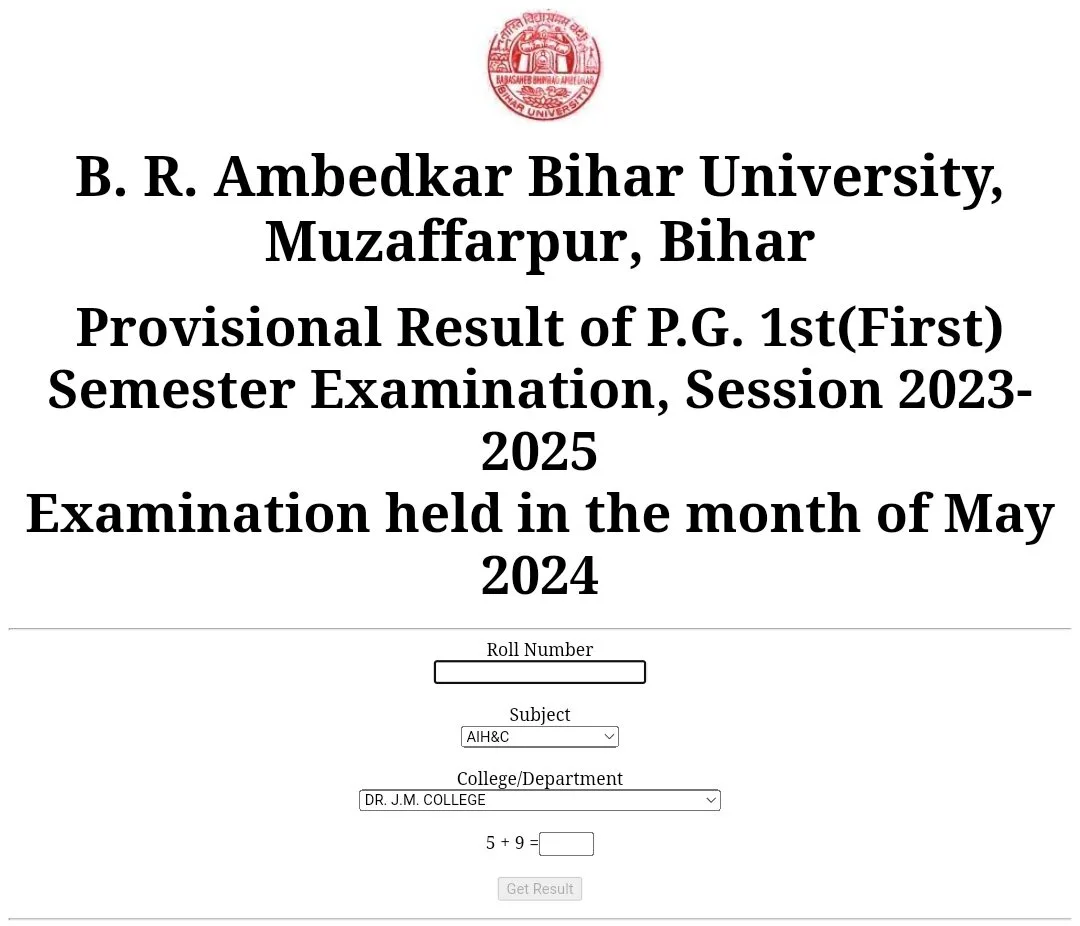 Brabu pg 1st semester result 2023-25 download