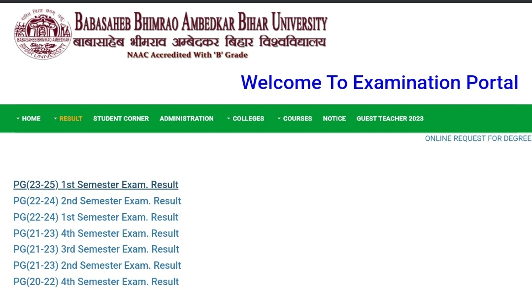 Brabu pg 1st semester result 2023-25 download