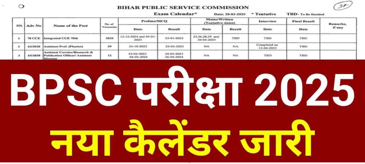 BPSC Exam Calendar Download 2025