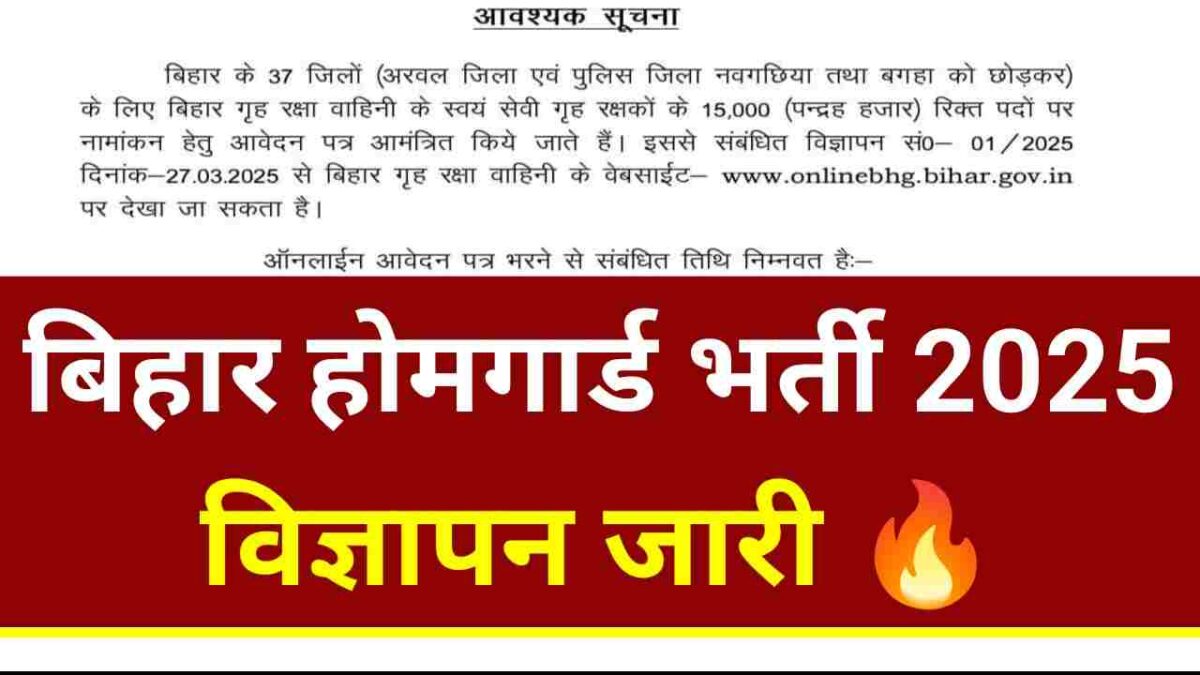 Bihar Home Guard Vacancy 2025 Official Notification Out