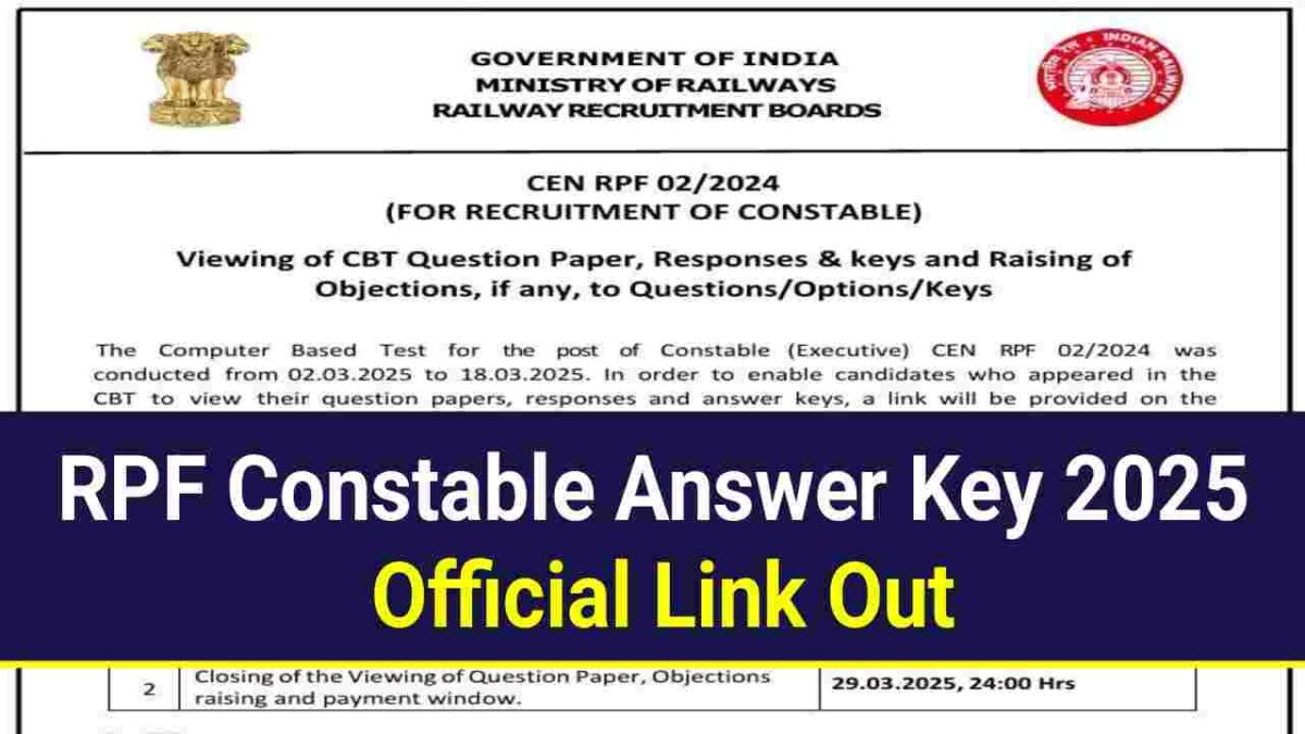 RPF Constable Answer Key 2025