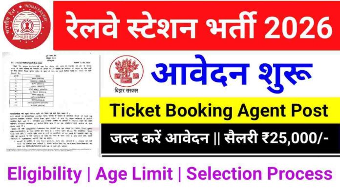Bihar Railway Ticket Booking Agent Vacancy 2026