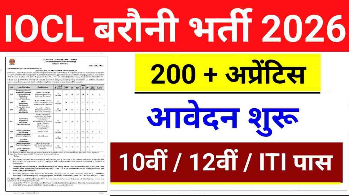 IOCL Barauni Refinery Apprentice Vacancy 2026